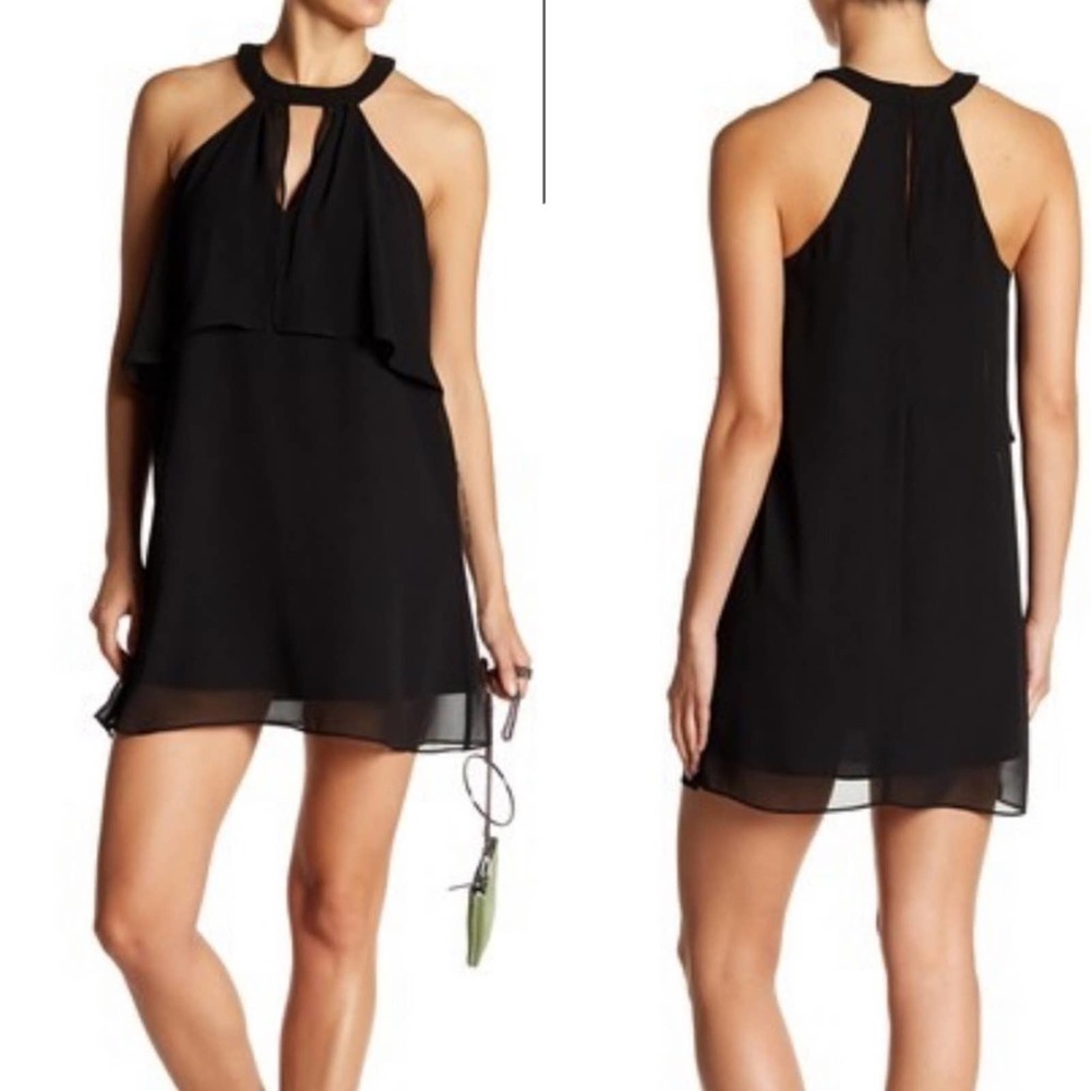 BCBGeneration Mock Neck Ruffle Dress